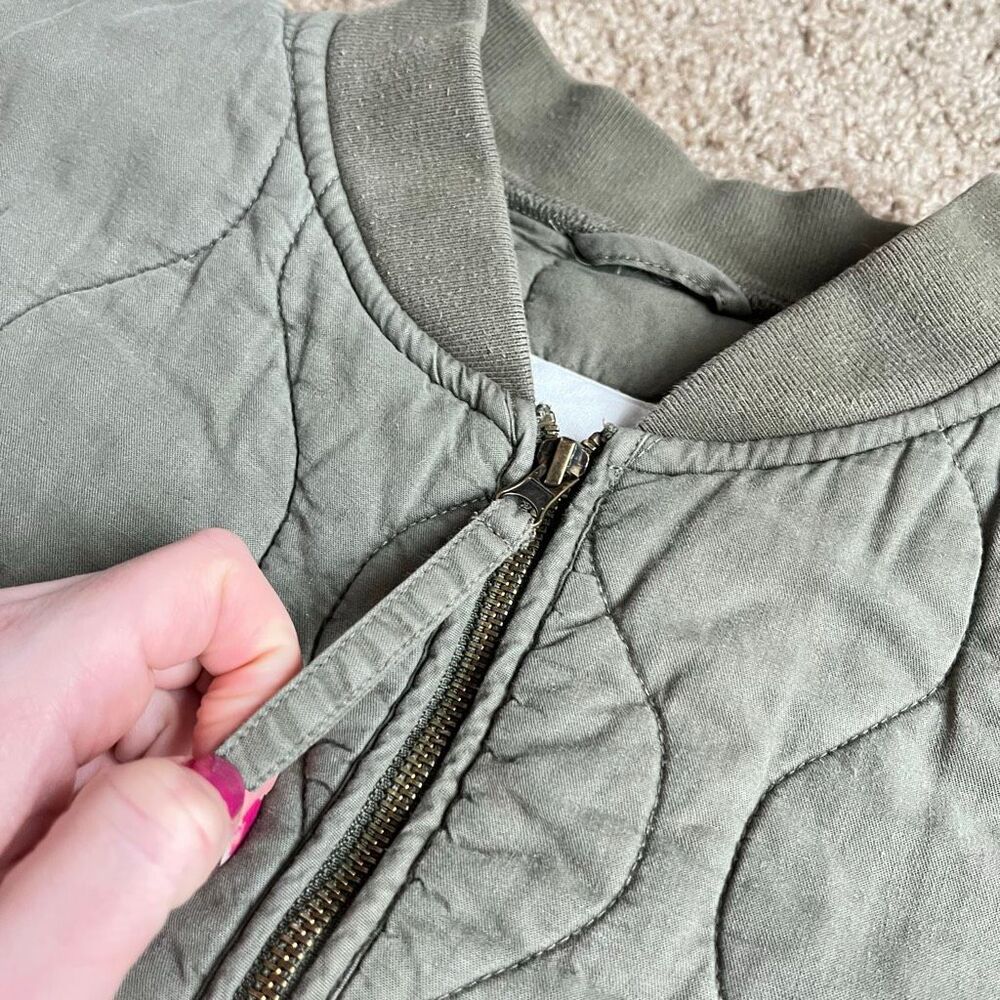 Avec de Filles Quilted Zip Jacket Anthropologie Sage Green Size M - Picture 9 of 13